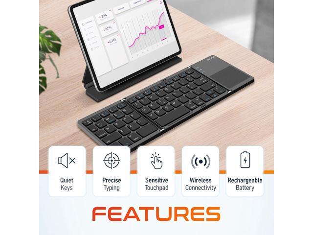 Delton F75 Foldable Bluetooth Keyboard with Touchpad, Compact and Portable Design, Rechargeable Wireless Keyboard, Compatible with PC, Laptop,...