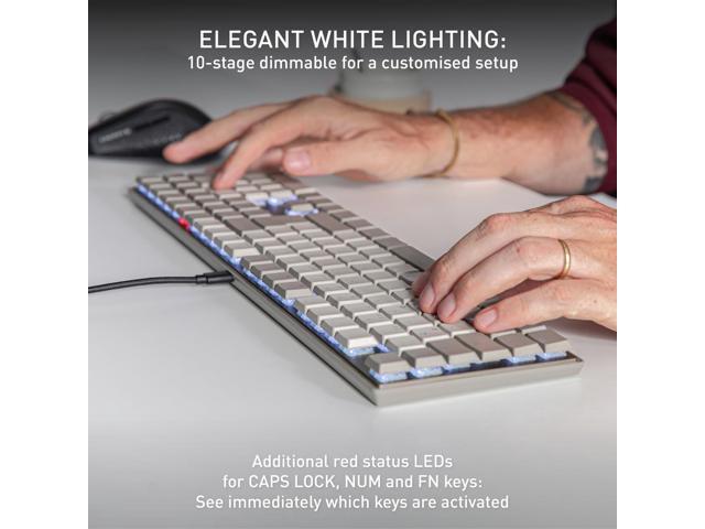 Cherry KC 500 MX LP Mechanical Low Profile Keyboard Slim Design White Lighting PBT Key caps New MX LP 2.0 Switches (Gray, Full Size)