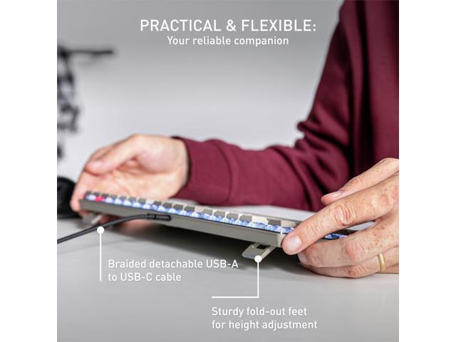 Cherry KC 500 MX LP Mechanical Low Profile Keyboard Slim Design White Lighting PBT Key caps New MX LP 2.0 Switches (Gray, Full Size)