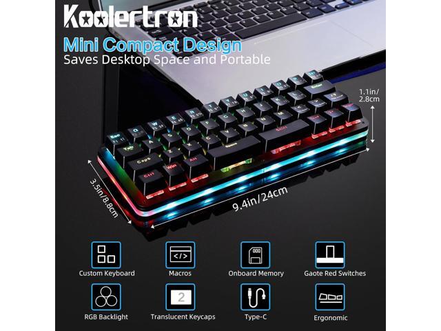 Koolertron 42-Key 40% Macaro Gaming Keyboard - Compact RGB Backlit Mechanical Keypad, Hot-Swappable USB-C Programmable Mini Keyboard for PC/Mac...