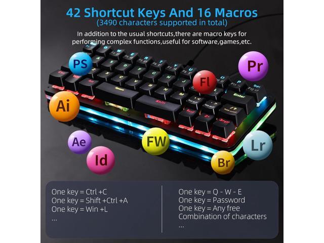 Koolertron 42-Key 40% Macaro Gaming Keyboard - Compact RGB Backlit Mechanical Keypad, Hot-Swappable USB-C Programmable Mini Keyboard for PC/Mac...