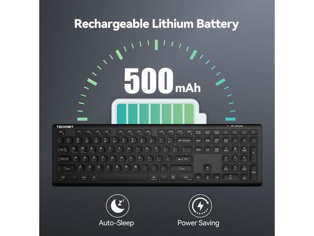 TECKNET Bluetooth Keyboard Rechargeable, 4-Device (2.4G+BT) Wireless Keyboard, Full Size Computer Keyboard with Stand, Ultra-Slim Quiet Typing, for...