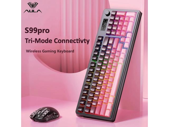 AULA S99 Pro Keyboard, Wireless Keyboards with Media Knob Custom RGB Backlit, 3-Modes BT/2.4G/USB-C Membrane Gaming Creamy Keyboard for...