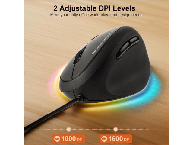 SANWA Wired Ergonomic Mouse, Optical Vertical Mice for Small Hands, Reduce Wrist Strain, 1000/1600 Adjustable DPI, 6 Buttons, Compatible with...