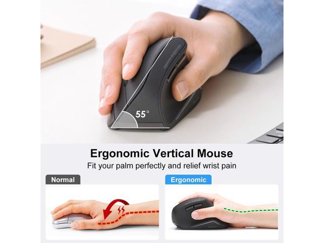 SANWA 2.4G Wireless Ergonomic Mouse, Optical Vertical Computer Mice, Silent Noiseless Click, (800/1200/1600 Adjustable DPI, 6 Buttons) Compatible...