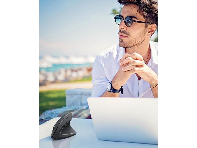 Lekvey Ergonomic Mouse, Vertical Wireless Mouse: Rechargeable Optical Carpal Tunnel Mice with 2.4G USB Receiver, 1000/1200 / 1600 DPI, 6 Buttons,...
