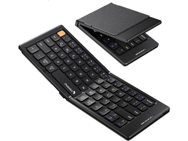 ProtoArc Foldable Compact Keyboard, XK04 Portable Bluetooth Keyboard with PU Leather Cover, Pocket-Sized Wireless Travel Keyboards for iPad,...