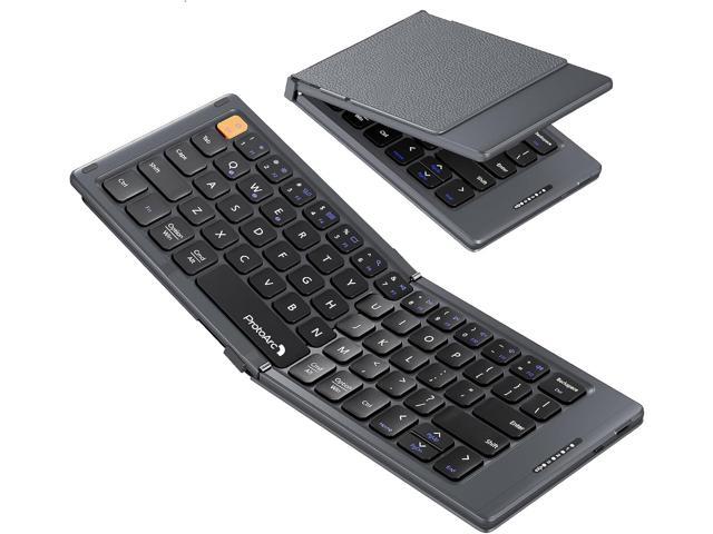 ProtoArc Foldable Compact Keyboard, XK04 Portable Bluetooth Keyboard with PU Leather Cover, Pocket-Sized Wireless Travel Keyboards for iPad,...