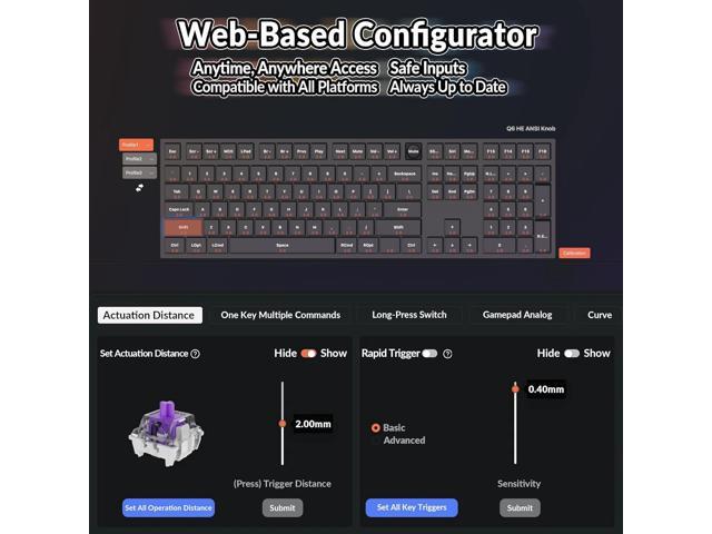Keychron Q6 HE Wireless Custom Mechanical 100% Full Keyboard, 2.4 GHz/Bluetooth/Wired QMK Rapid Trigger Hot-Swappable Programmable Gateron...