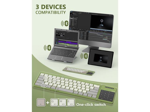 Nillkin Pocket Foldable Wireless Keyboard with Touchpad Numerical Pad for Travel Meeting for iPad Tablets Phone Laptop PC, Full Size (Small)...