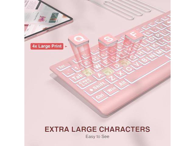 SABLUTE Large Print Backlit Keyboard, Wired USB Lighted Computer Keyboards with 7-Color & 4 Modes Backlit, Oversize Letters Keys Easy to See and...