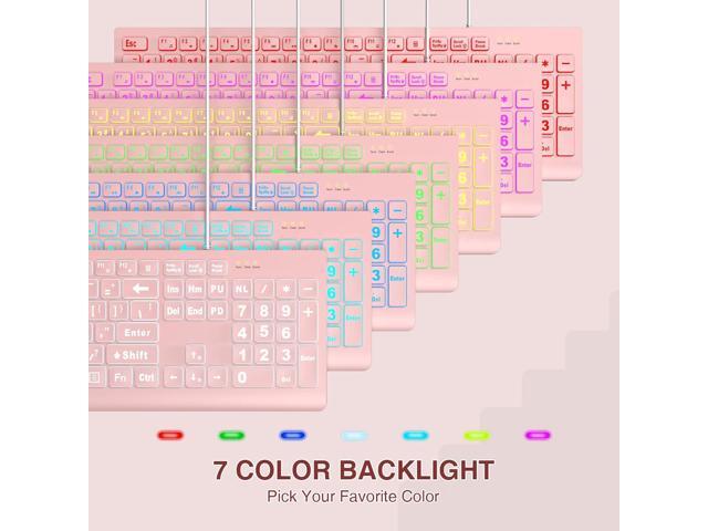 SABLUTE Large Print Backlit Keyboard, Wired USB Lighted Computer Keyboards with 7-Color & 4 Modes Backlit, Oversize Letters Keys Easy to See and...