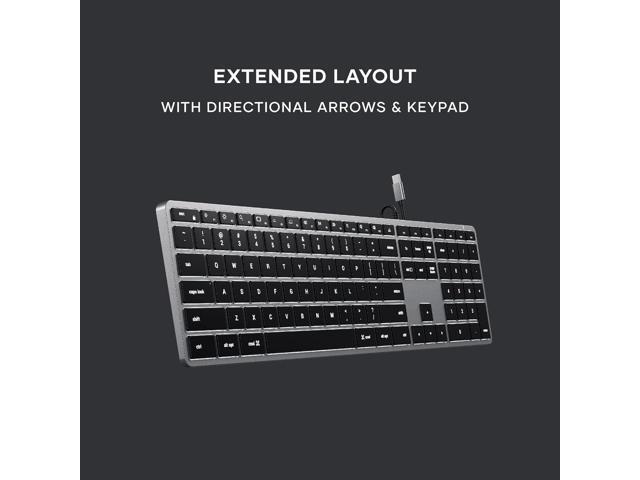 Satechi Slim W3 Wired Backlit Keyboard with Numeric Keypad, Illuminated Keys & USB C Connection, for MacBook Air/Pro M5/M4, iPad Air/Pro M5/M4/M3,...