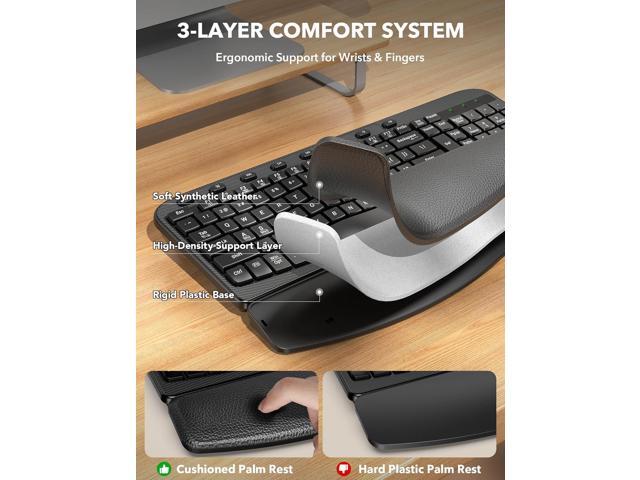 SABLUTE Wireless Keyboard, Ergonomic Wave Keyboards with Cushioned Wrist Rest, 2.4GHz USB Computer Wave Key Board for Windows, Mac, Chrome, PC,...
