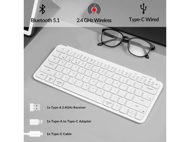 Keychron B1 Pro Ultra-Slim ZMK/Launcher Wireless Bluetooth 2.4 GHz/Wired Connection Keyboard for Mac Windows Linux - White