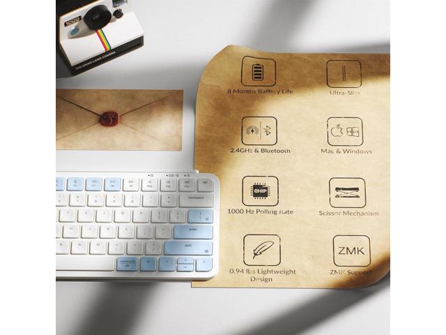 Keychron B1 Pro Ultra-Slim ZMK/Launcher Wireless Bluetooth 2.4 GHz/Wired Connection Keyboard for Mac Windows Linux - Retro Blue