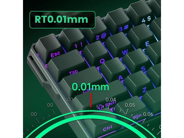 FUN60 Ultra Rapid Trigger Gaming Keyboard 8k SP Magnetic Switch HE Aluminum Wired Keyboard 60% Black Shine-Through, Glare Magnetic Switch