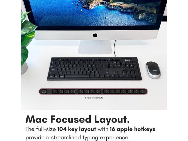 Macally Full Size Wired Mac Keyboard - Compatible with All Macs with USB Port - Wired Keyboard for Mac Mini / Pro, Macbook Pro/Air, iMac with...