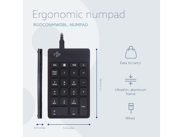 R-Go Number Pad Keyboard, USB-C/A Wired, Mini Numeric Keypad with LED Break Indicator, for Financial Accounting, Data Entry & Excel Spreadsheets,...