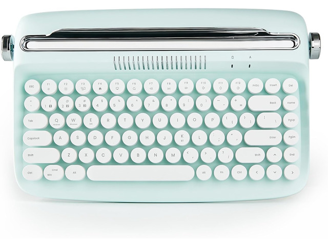 YUNZII ACTTO B303 Wireless Retro Typewriter Bluetooth Keyboard(Sweet Mint)