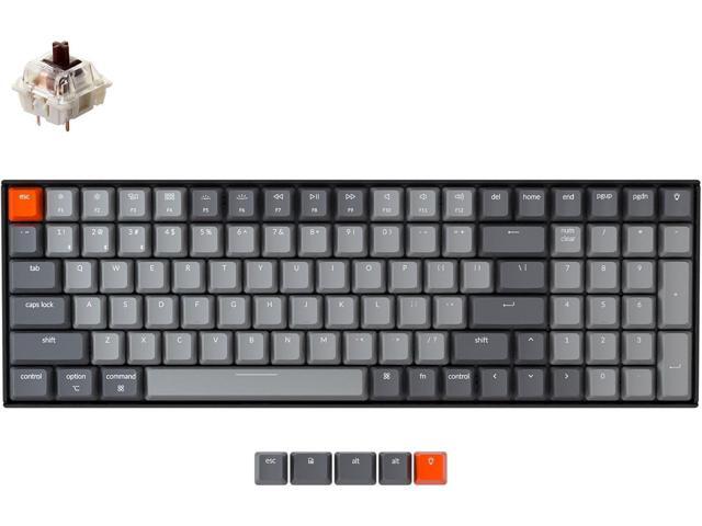 Keychron K4 96% Layout 100 Keys Wireless Bluetooth 5.1/Wired USB Mechanical Gaming Keyboard with Gateron G Pro Brown Switch White LED Backlight.