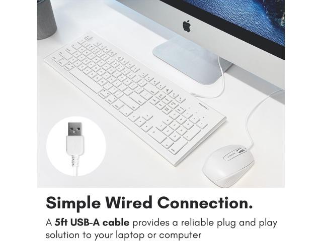 Macally Full Size USB Wired Keyboard for Mac and PC - Plug & Play Wired Computer Keyboard - Compatible Apple Keyboard with 15 Shortcut Keys for...