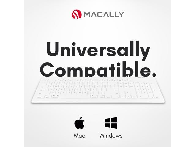 Macally Full Size USB Wired Keyboard for Mac and PC - Plug & Play Wired Computer Keyboard - Compatible Apple Keyboard with 15 Shortcut Keys for...