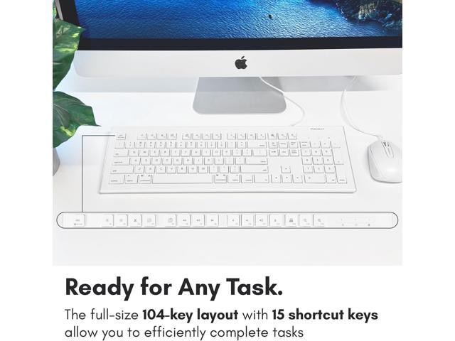 Macally Full Size USB Wired Keyboard for Mac and PC - Plug & Play Wired Computer Keyboard - Compatible Apple Keyboard with 15 Shortcut Keys for...