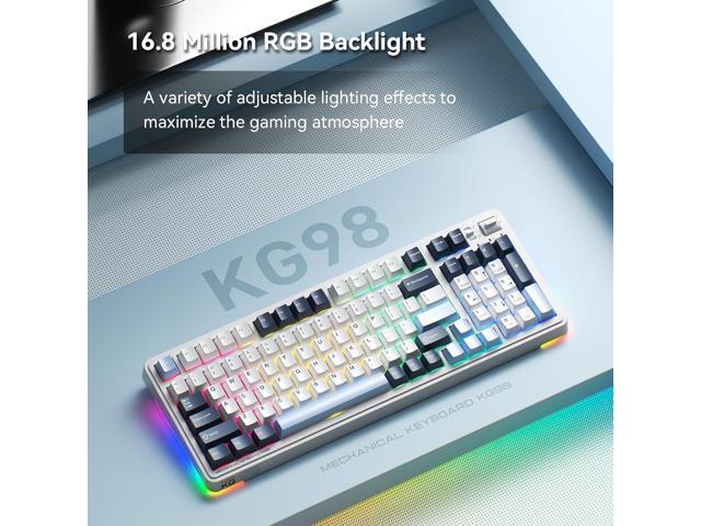 Machenike KG98 Mechanical Keyboard,Hot Swappable Custom Gaming Keyboard,Pre-lubed Linear Switches,RGB Sidelit,Tri-Mode 98 Keys Compact Layout for...