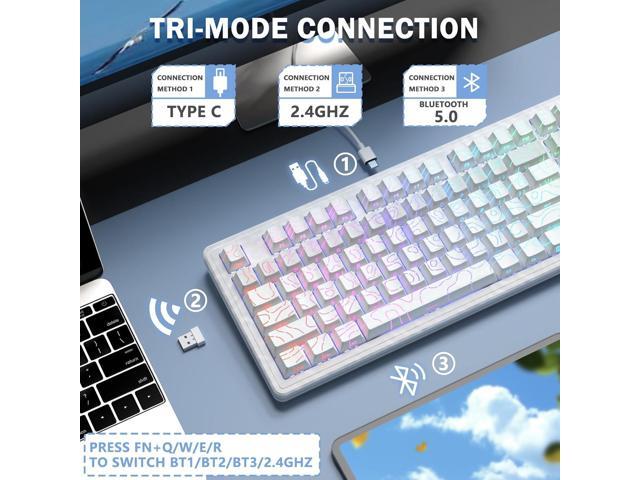 FELICON Attack Shark M87 PRO Wireless Mechanical Gaming Keyboard 87-Key Tri-Mode (Bluetooth 5.0/2.4Ghz/USB-C), Hot-Swappable Linear Switch, RGB...