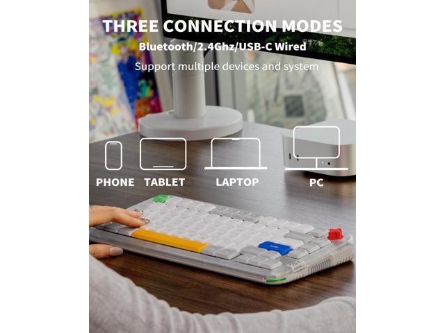 nuphy Kick75 Wireless Low Profile Mechanical Keyboard with Volume Knob,75% Hot Swappable Gaming Keyboard,80 Keys RGB Backlit with PBT Keycaps,...
