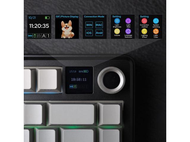 EPOMAKER X Aula F75 MAX Wireless Mechanical Keyboard with TFT Screen and Knob, Gasket Gaming Keyboard in 75% Layout, Hot Swappable, RGB Backlight,...