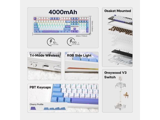 EPOMAKER Aula F108 Wireless Gaming Keyboard, Full Size Mechanical Keyboard with 4000mAh Battery, 108 Hot-Swappable and Programmable Keys, RGB...