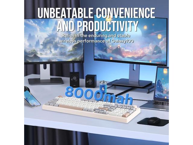 EPOMAKER Galaxy100 QMK/VIA Wireless Gaming Keyboard, Aluminum Shell, Bluetooth/2.4Ghz/USB-C, Pre-Lubed Hot-Swappable Linear Switches, NKRO, RGB...