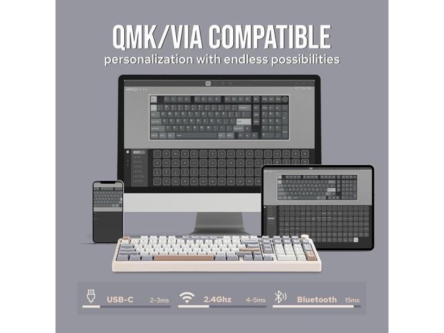 EPOMAKER Galaxy100 QMK/VIA Wireless Gaming Keyboard, Aluminum Shell, Bluetooth/2.4Ghz/USB-C, Pre-Lubed Hot-Swappable Linear Switches, NKRO, RGB...