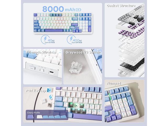 EPOMAKER x Aula F99 Wireless Mechanical Keyboard, Hot Swappable Gasket Custom Gaming Keyboard with Five-Layer Padding, Bluetooth/2.4GHz/USB-C,...