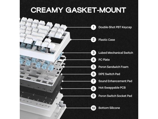 EPOMAKER G84 80% RGB Gaming Mechanical Keyboard, 2.4GHz/ Type-C/BT Wireless Keyboard, QMK/VIA Programmable, Hot-Swappable, NKRO, with Shine Through...