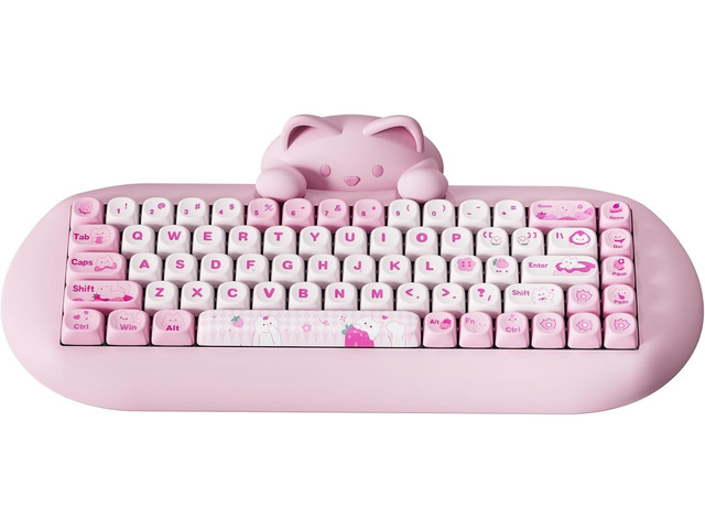 YUNZII C68 Wireless Mechanical Keyboard,65% Layout,Hot Swap,Triple Mode BT5.0/2.4G/Wired, RGB Backlit NKRO,Cute Cat Silicone Ergonomic Design for...