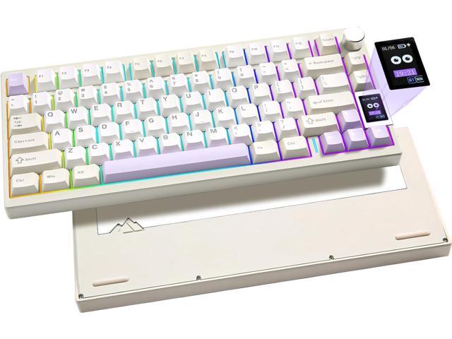 YUNZII AL80 Wireless Mechanical Keyboard,Full Aluminum CNC, Smart LCD Display,Hot Swappable Gasket Mount 75% Layout with Knob,BT/2.4G/USB-C,QMK/VIA...