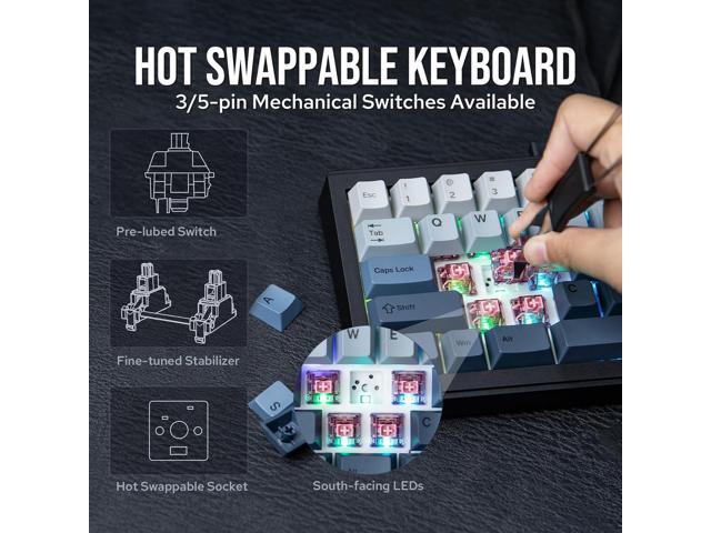 EPOMAKER Split65 QMK/VIA Programmable Keyboard, Wireless Mechanical Keyboard in 2.4Ghz/BT/Type-C, Ergonomic Gaming Keyboard in Split Layout with...