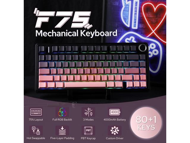 EPOMAKER X Aula F75 75% Wireless Gaming Keyboard, BT/2.4GHz/USB-C, Hot Swappable Creamy Mechanical Keyboard with 5-Layer Padding & Knob, NKRO, RGB...