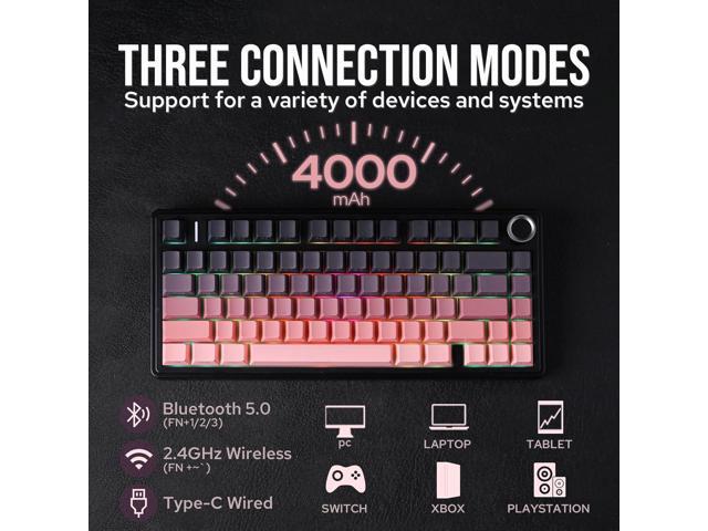 EPOMAKER X Aula F75 75% Wireless Gaming Keyboard, BT/2.4GHz/USB-C, Hot Swappable Creamy Mechanical Keyboard with 5-Layer Padding & Knob, NKRO, RGB...