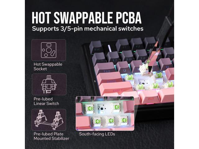 EPOMAKER X Aula F75 75% Wireless Gaming Keyboard, BT/2.4GHz/USB-C, Hot Swappable Creamy Mechanical Keyboard with 5-Layer Padding & Knob, NKRO, RGB...