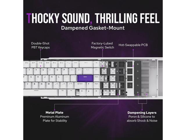 EPOMAKER HE68 Hall Effect Keyboard, 8000hz Polling, 0.01mm Adjustable Trigger, 0.125ms Latency, Creamy Gasket, Snap Key, SOCD, RGB, Wired Magnetic...