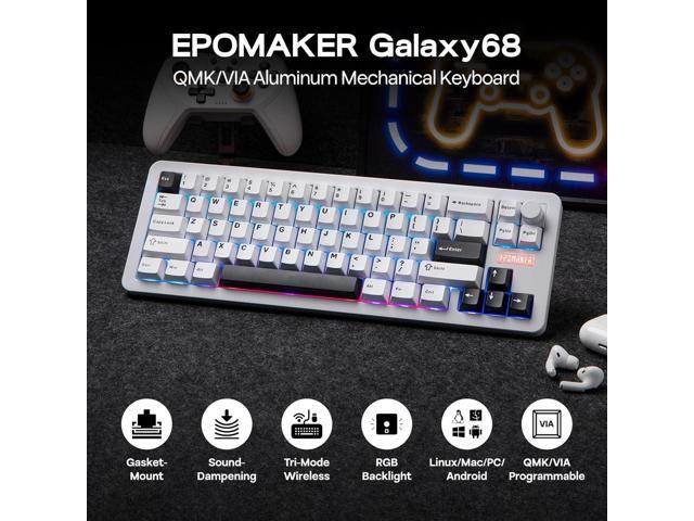 EPOMAKER Galaxy68 QMK/VIA Wireless Mechanical Keyboard, Anodized Aluminum, TOP/Gasket, 6000mAh, RGB Side/Backlight, 65% Gaming Keyboard with...