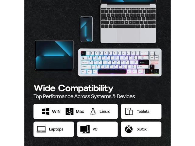 EPOMAKER Galaxy68 QMK/VIA Wireless Mechanical Keyboard, Anodized Aluminum, TOP/Gasket, 6000mAh, RGB Side/Backlight, 65% Gaming Keyboard with...