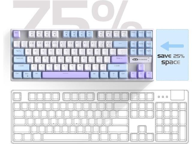 MageGee 75% Mechanical Gaming Keyboard, Red Switch, LED Blue Backlit, 87 Keys Compact TKL Wired Keyboards for Windows Laptop PC Gamer - White/Blue