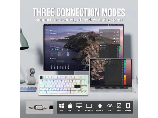EPOMAKER TH85 QMK/VIA Wireless Gaming Keyboard, BT5.0/2.4GHz/USB-C, Hot Swappable Pre-lubed Custom Milk Blue Tactile Switches, Gasket Creamy...