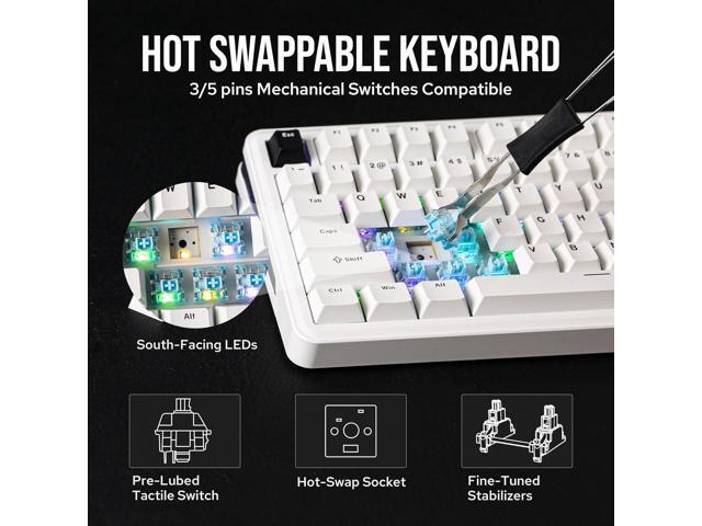 EPOMAKER TH85 QMK/VIA Wireless Gaming Keyboard, BT5.0/2.4GHz/USB-C, Hot Swappable Pre-lubed Custom Milk Blue Tactile Switches, Gasket Creamy...