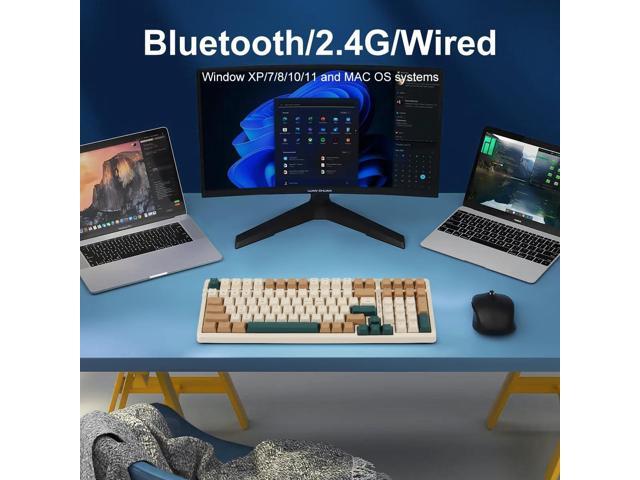 Wireless Mechanical Keyboard, Triple Mode 2.4G/USB-C/BT Gaming Keyboards 100 Keys RGB Backlit, Brown Switch Rechargeable Brown Combo